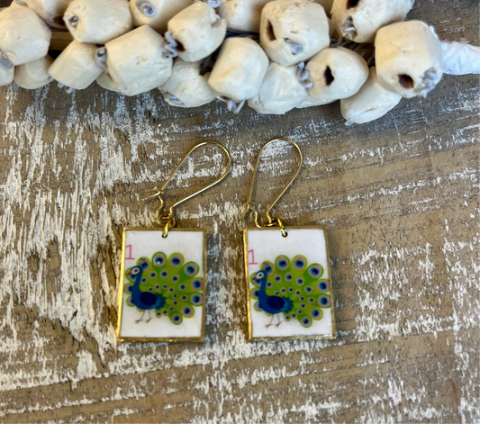 Reversible Peacock/Dragon Drop Earrings