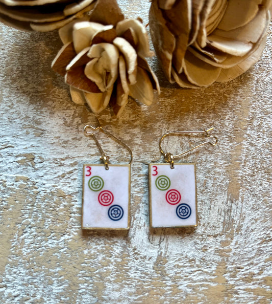 Traditional Flower/Three Dot Reversible Drop Earrings