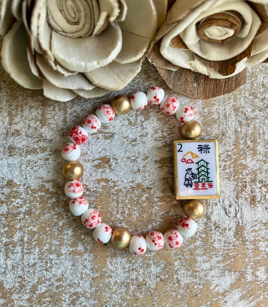 Mahjong Tile Inspired Reversible Beaded Bracelet