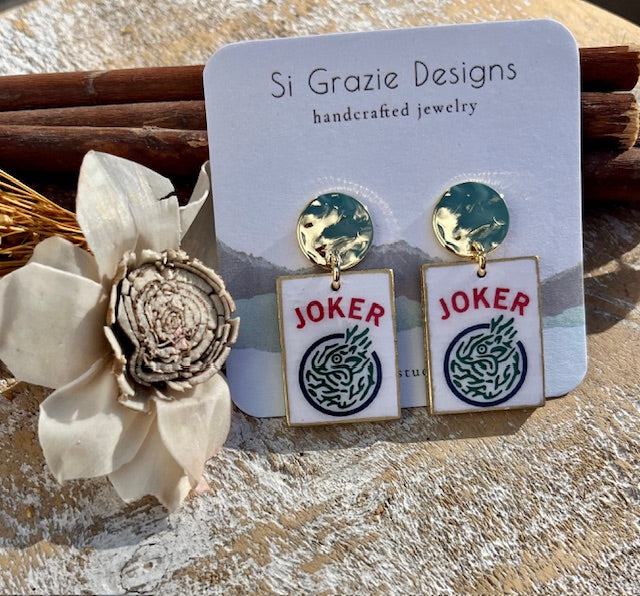 Disc Drop Mahjong-Inspired Earrings – Dragon Joker